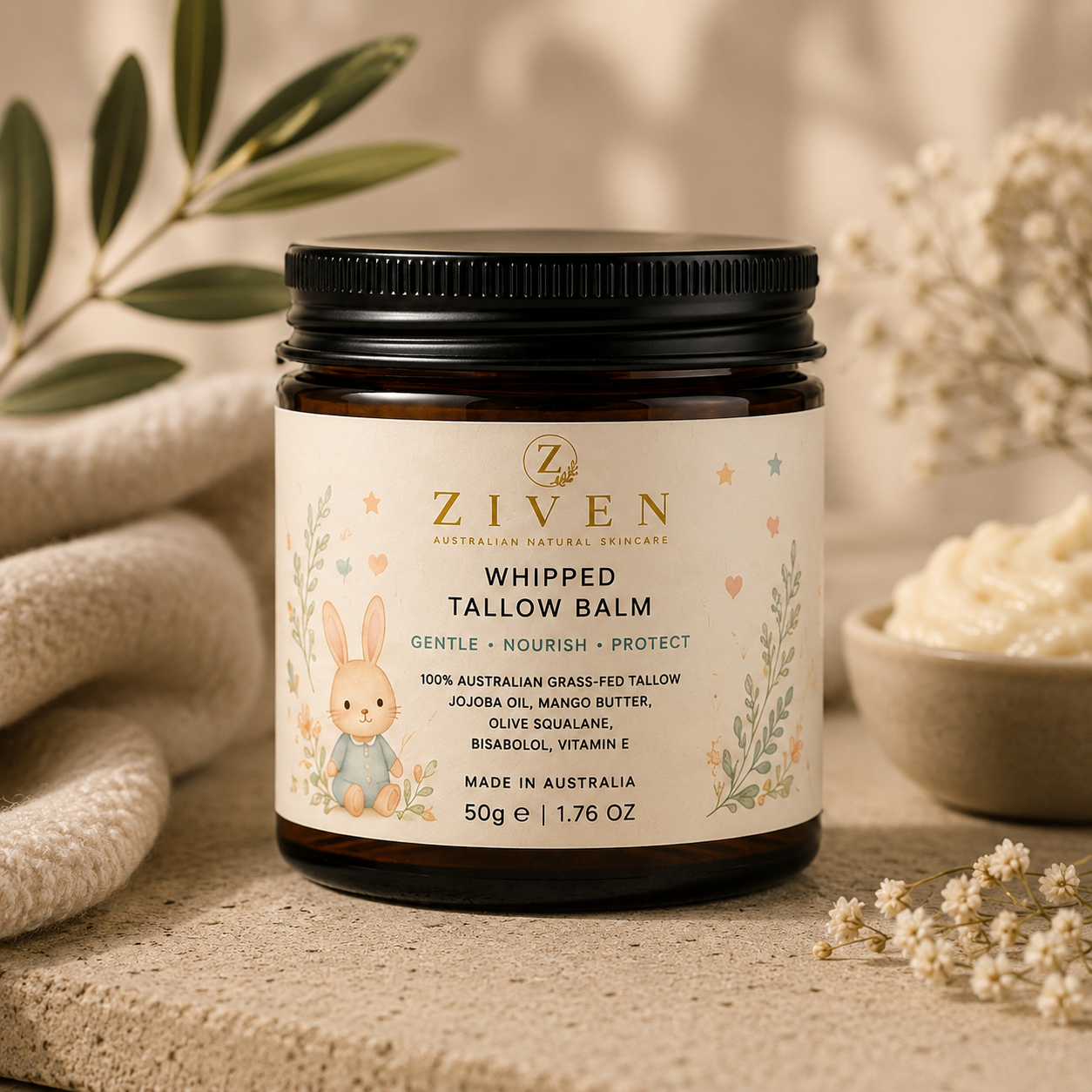 ZIVEN Baby Whipped Tallow Balm- Unscented (50g)